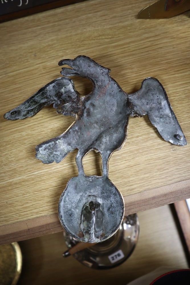 A set of three Victorian papier mache snuff boots, 8cm, a bank nameplate and ornamental brassware (8)